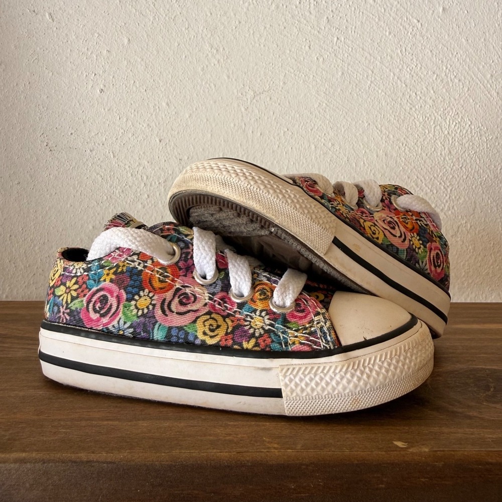 Converse All Star Floral Low Top Sneakers Toddler Girls‎ Size 5 Multicolor